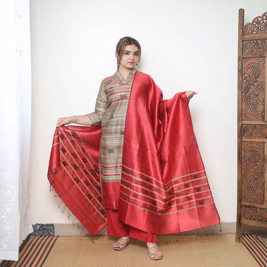 Bhagalpuri Handloom Tussar Silk Suit Set 06