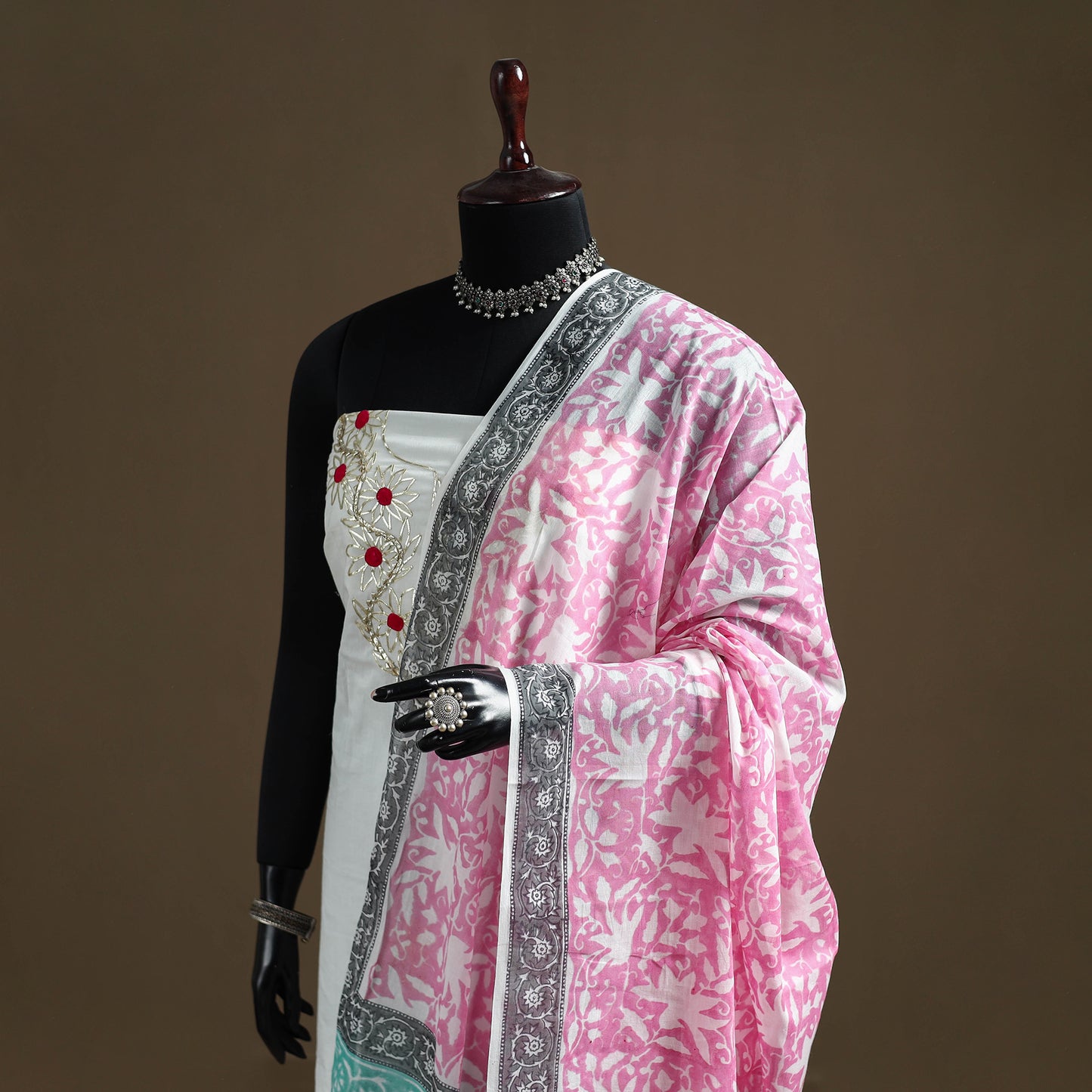Pink - Sanganeri Hand Block Print Pure Mul Cotton Dupatta 45