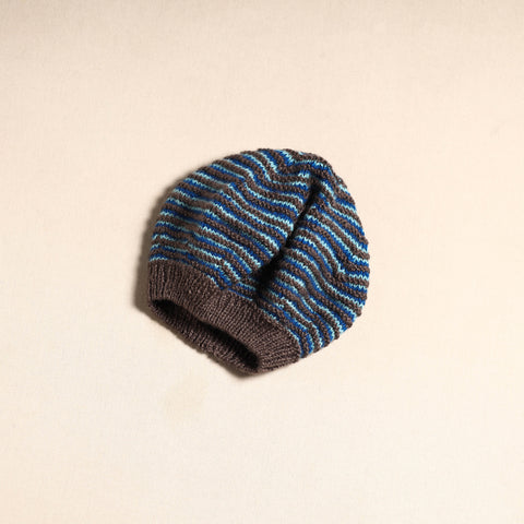 Blue - kumaun hand knitted woollen beret cap 35