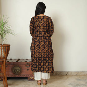 Black - Bagh Block Printed Cotton Straight Kurta 19