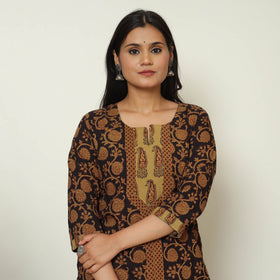 Black - Bagh Block Printed Cotton Straight Kurta 19