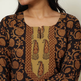 Black - Bagh Block Printed Cotton Straight Kurta 19
