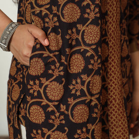 Black - Bagh Block Printed Cotton Straight Kurta 19