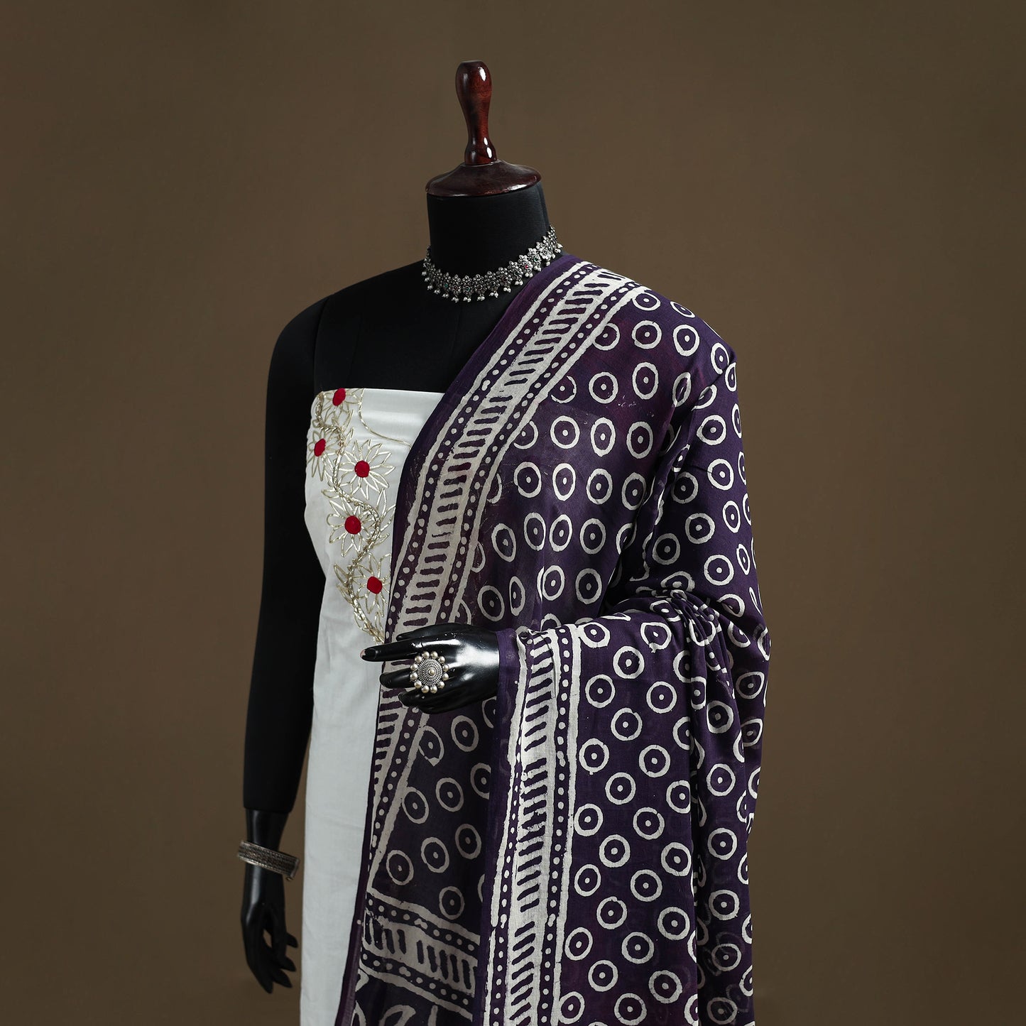 Hand Block Batik Print Pure Mul Cotton Dupatta 49