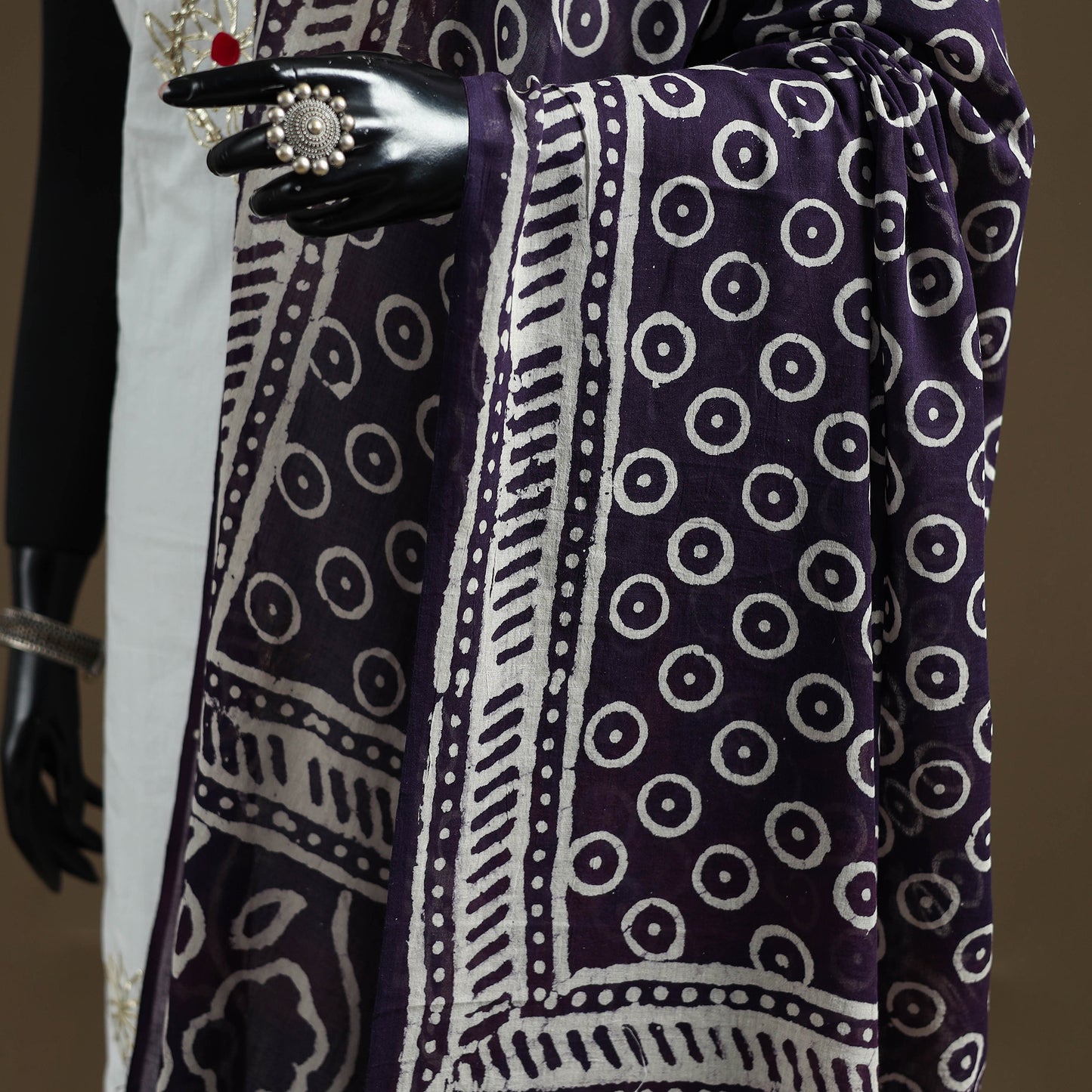 Hand Block Batik Print Pure Mul Cotton Dupatta 49