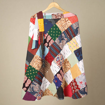 Multicolor Wrap Around Patchwork Cotton Skirt