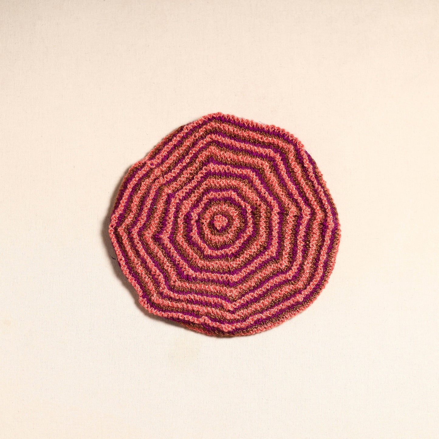 Peach - kumaun hand knitted woollen beret cap 39