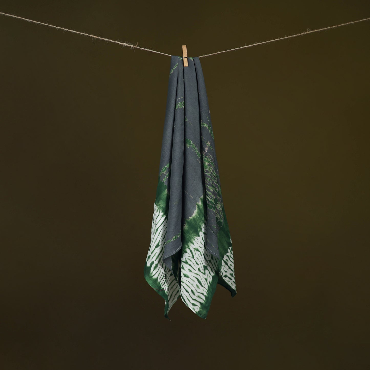 Green - Shibori Tie-Dye Pure Mul Cotton Scarf 09
