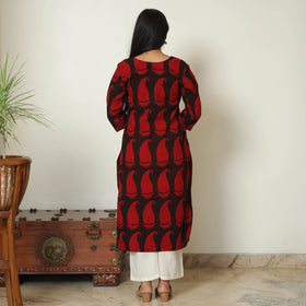 Block Print Cotton Patchwork Straight Bagh Kurta For Women