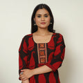 Block Print Cotton Patchwork Straight Bagh Kurta For Women
