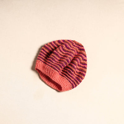 Peach - kumaun hand knitted woollen beret cap 39