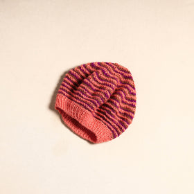 Peach - kumaun hand knitted woollen beret cap 39