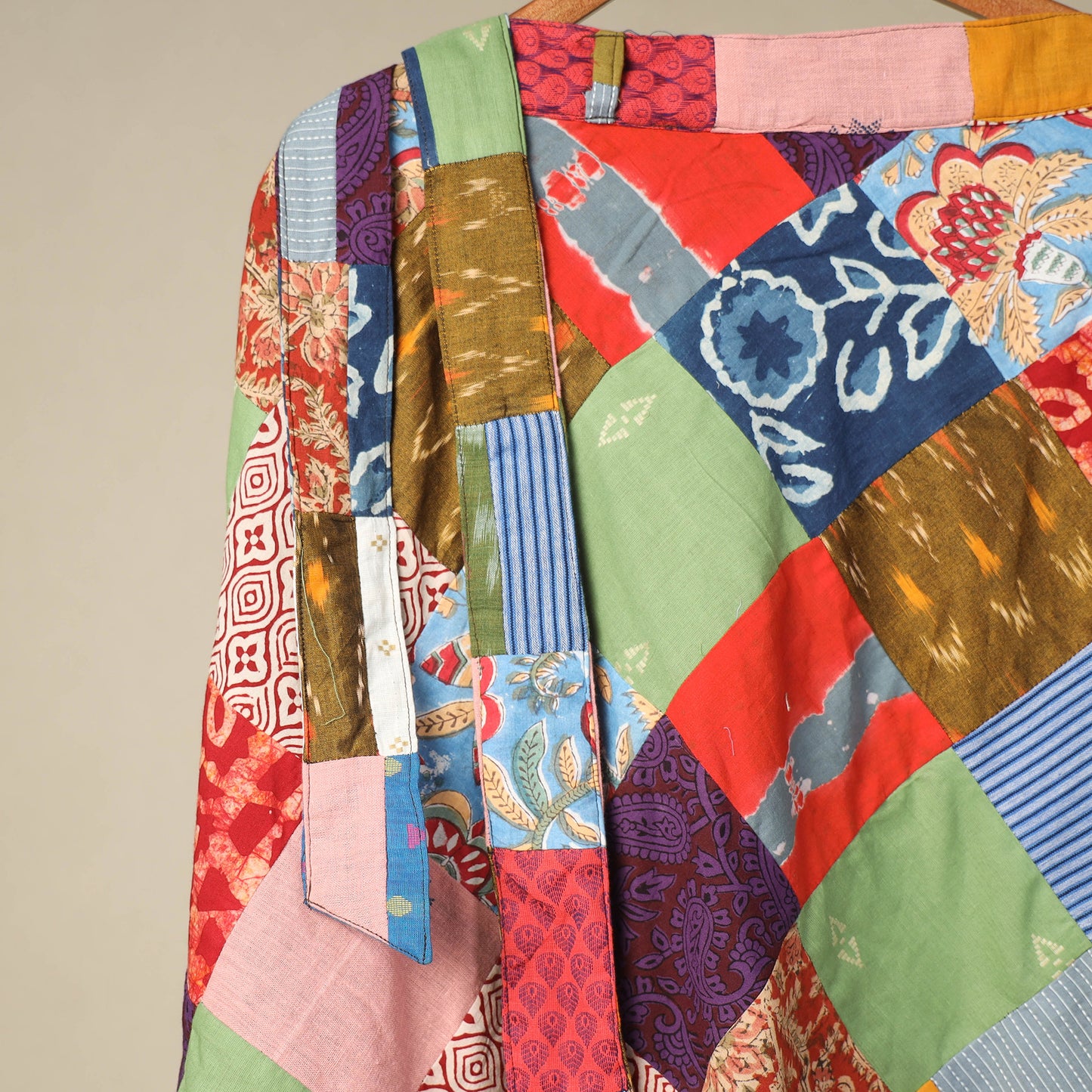 Multicolor Wrap Around Patchwork Cotton Skirt