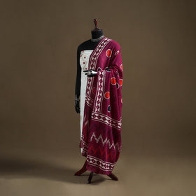 Purple - Hand Block Batik Print Pure Mul Cotton Dupatta 52