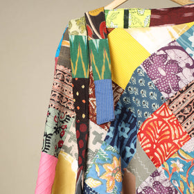 Multicolor Wrap Around Patchwork Cotton Skirt