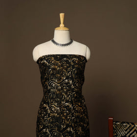 Black - 3pc chanderi silk unstitched hand batik dress