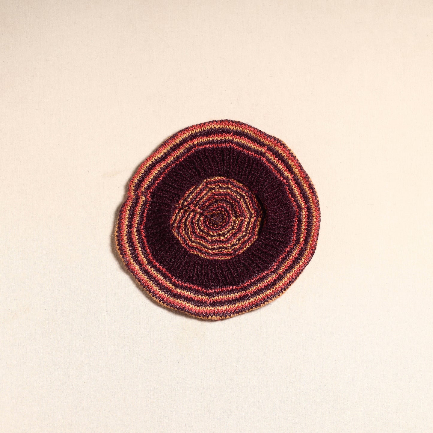 Brown - kumaun hand knitted woollen beret cap 41