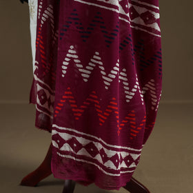Purple - Hand Block Batik Print Pure Mul Cotton Dupatta 52