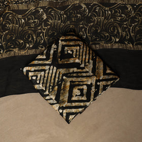 Black - 3pc chanderi silk unstitched hand batik dress