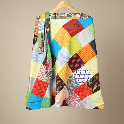 Multicolor - wrap around patchwork cotton skirt 05