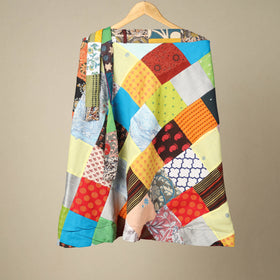Multicolor - wrap around patchwork cotton skirt 05