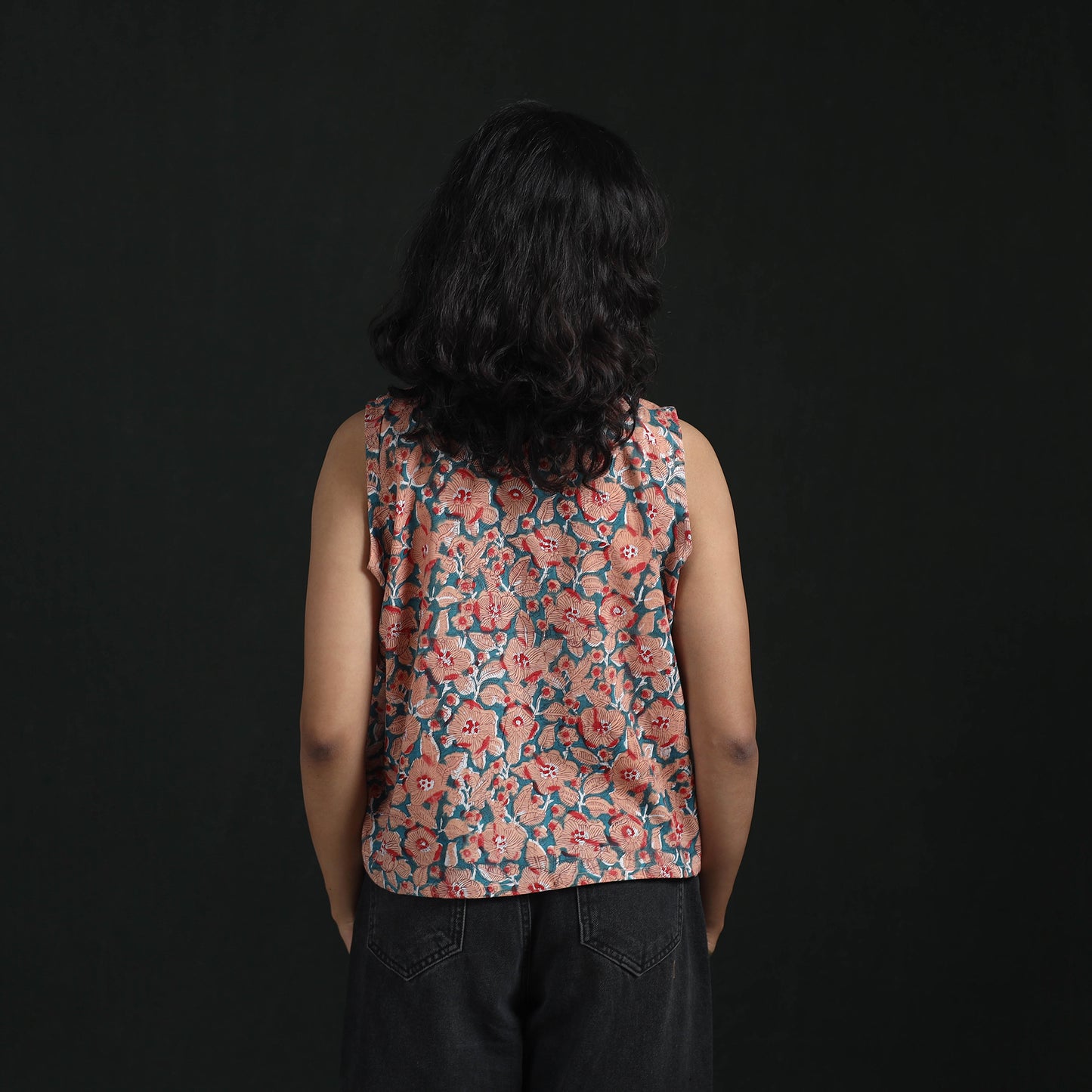 Hand Block Sanganeri Print Cotton Floral Crop Top 15