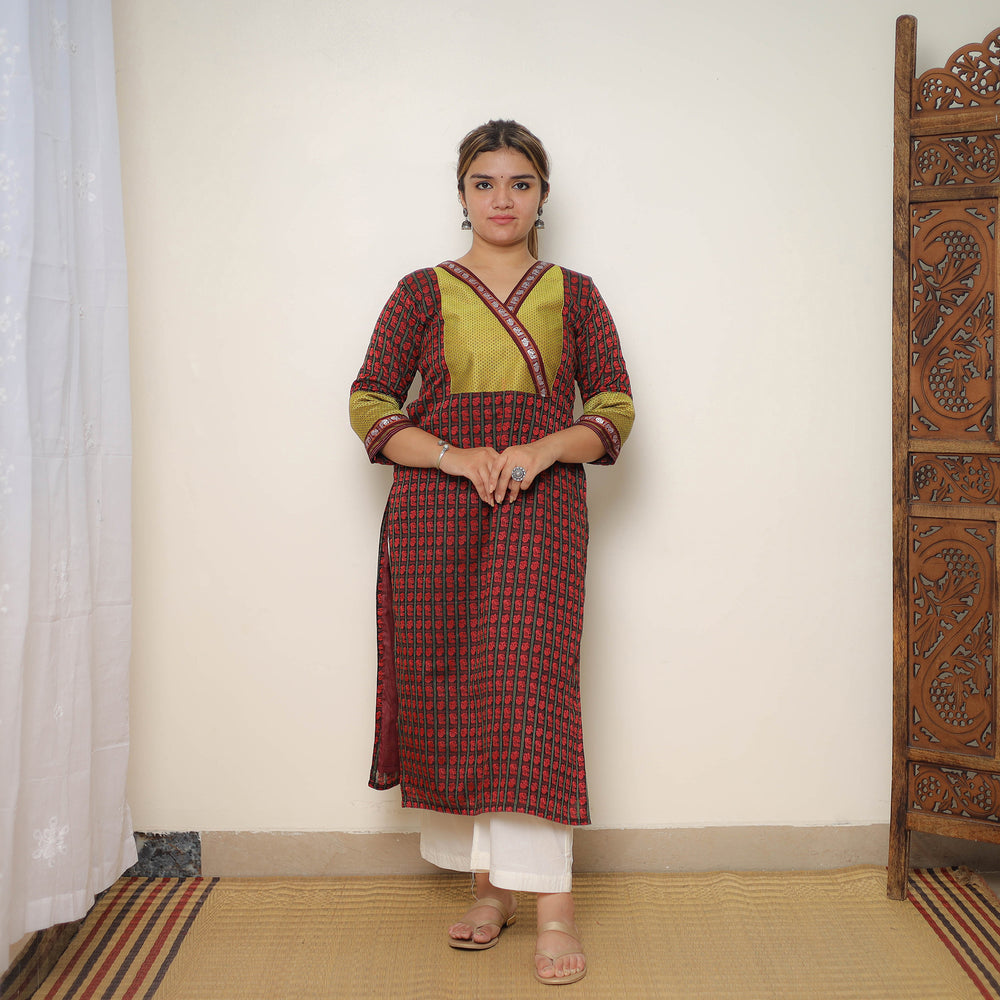 Red - Traditional Cotton Khun Straight Kurta for Women 26