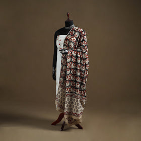 Black - Bagru Hand Block Print Natural Dyed Pure Mul Cotton Dupatta 55