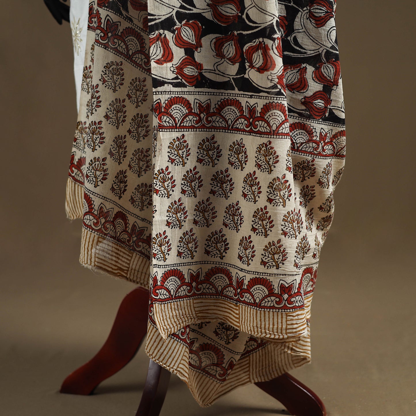 Black - Bagru Hand Block Print Natural Dyed Pure Mul Cotton Dupatta 55