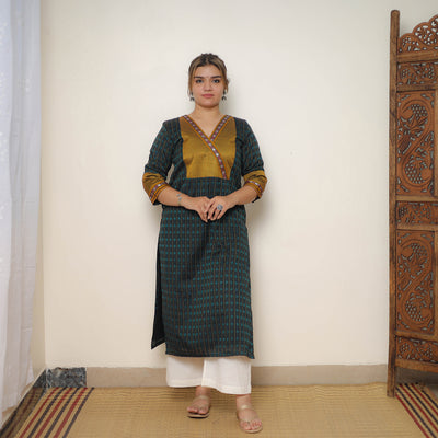 Green - Traditional Cotton Khun Straight Kurta for Women 27