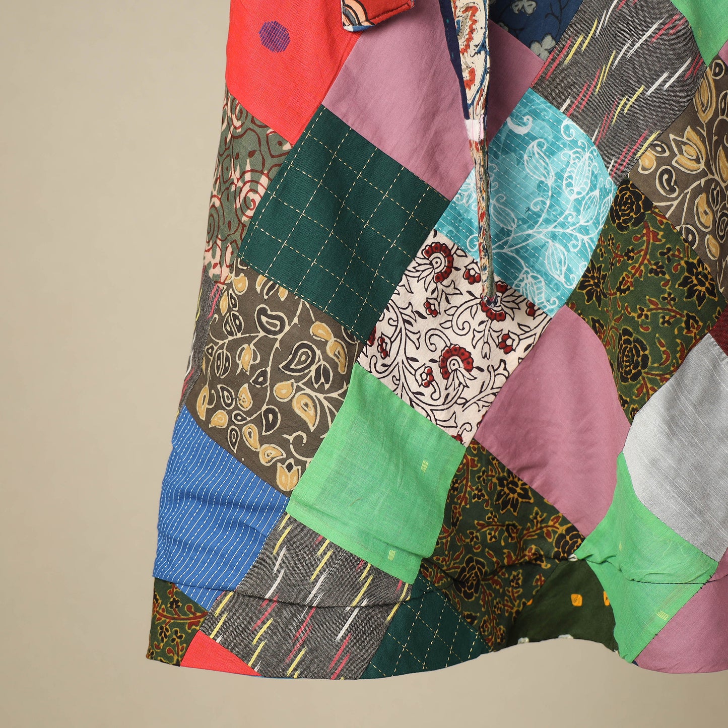 Multicolor Wrap Around Patchwork Cotton Skirt