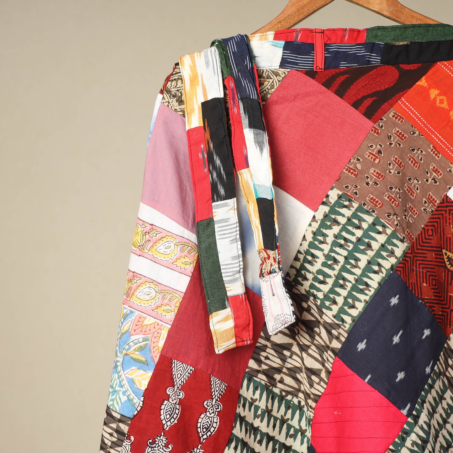 Multicolor Wrap Around Patchwork Cotton Skirt