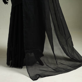 Black - Nazaakat Kota Doria Cotton Plain Saree with Blouse & Jewellery Set 01