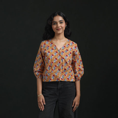 Hand Block Sanganeri Print Cotton Floral Crop Top 03