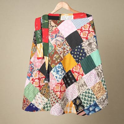 Multicolor Wrap Around Patchwork Cotton Skirt
