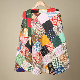 Multicolor Wrap Around Patchwork Cotton Skirt