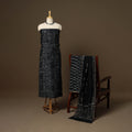 Black - 3pc chanderi silk hand batik unstitched dress