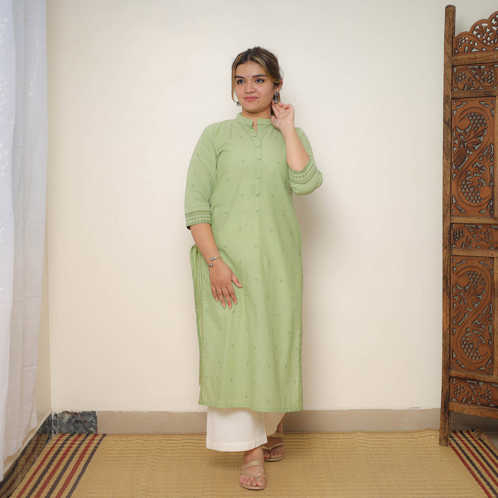 Green - Jacquard Cotton Straight Kurta 02