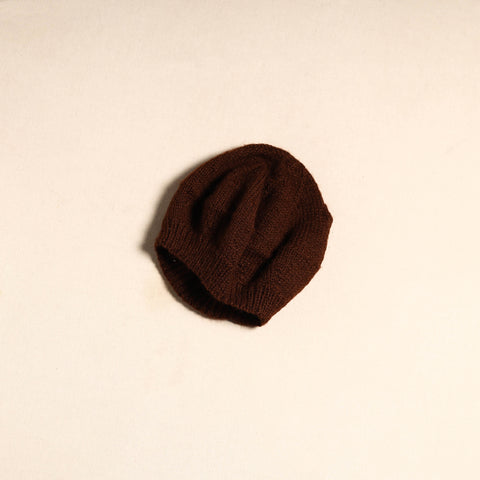 Brown - kumaun hand knitted woollen beret cap 48