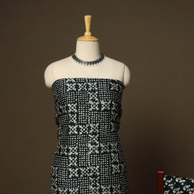 Black - 3pc chanderi silk unstitched hand batik dress