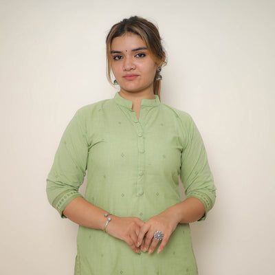 Green - Jacquard Cotton Straight Kurta 02