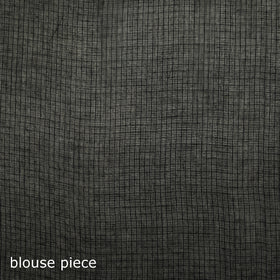 Black - Nazaakat Kota Doria Cotton Plain Saree with Blouse & Jewellery Set 02