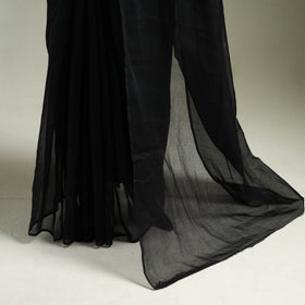 Black - Nazaakat Kota Doria Cotton Plain Saree with Blouse & Jewellery Set 03