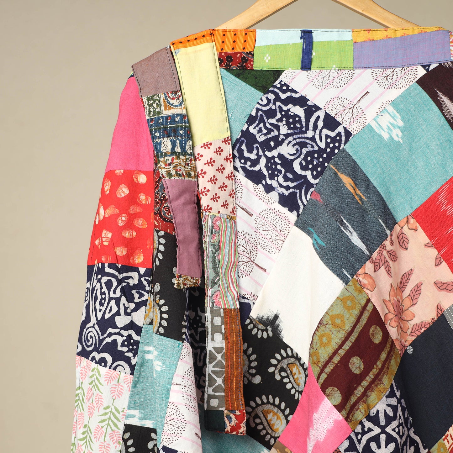 Multicolor Wrap Around Patchwork Cotton Skirt