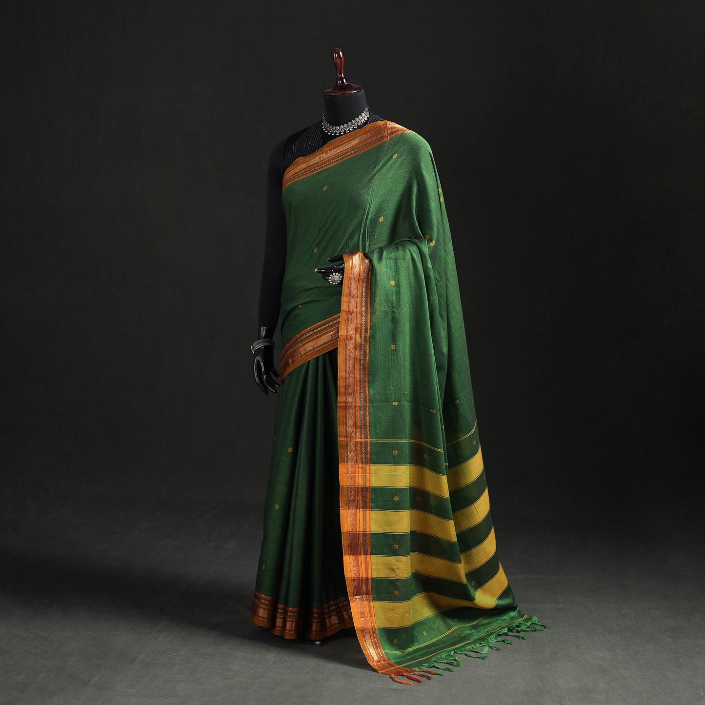 Dharwad Woven Thread Buti Mercerised Cotton Saree with Border 54