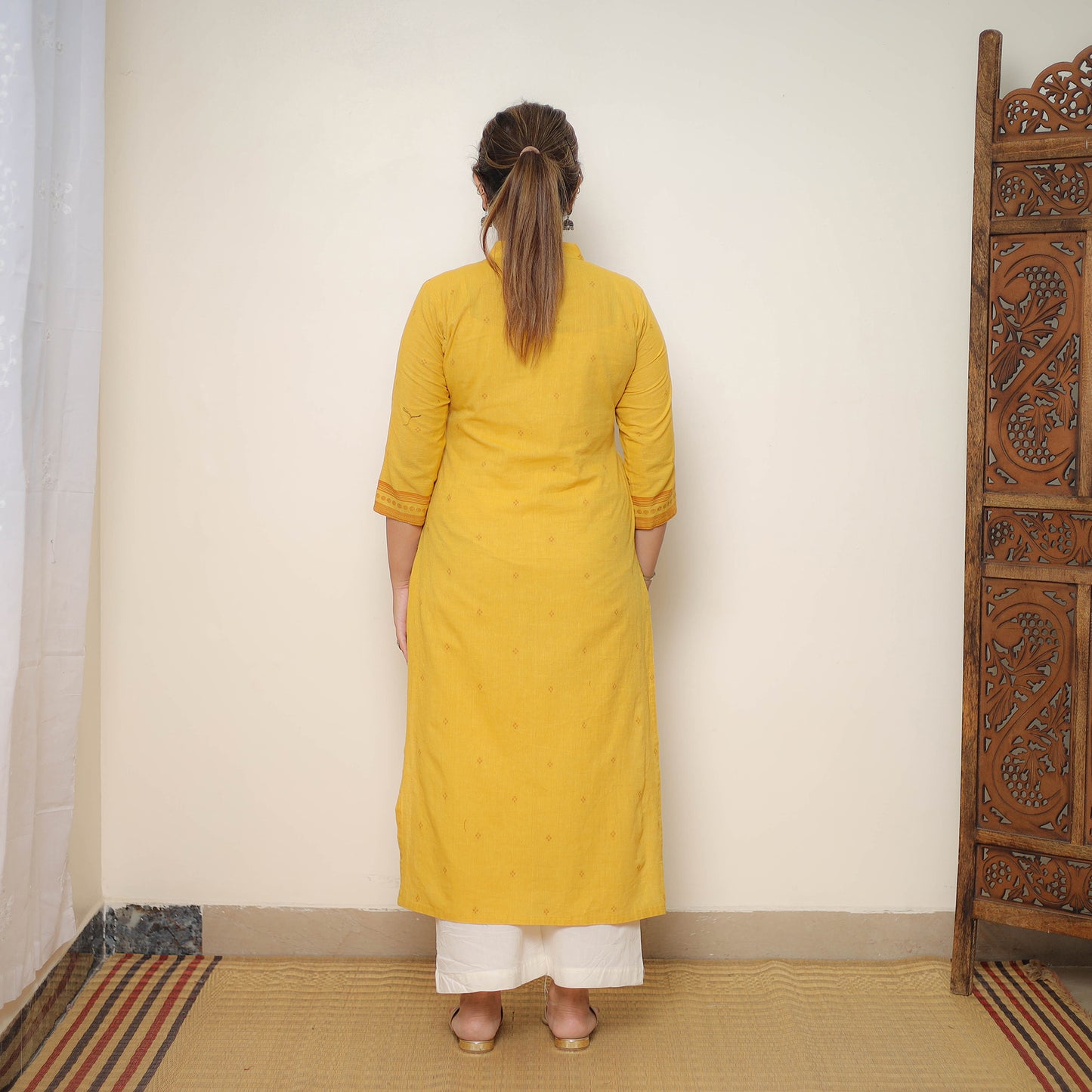 Yellow - Jacquard Cotton Straight Kurta 03