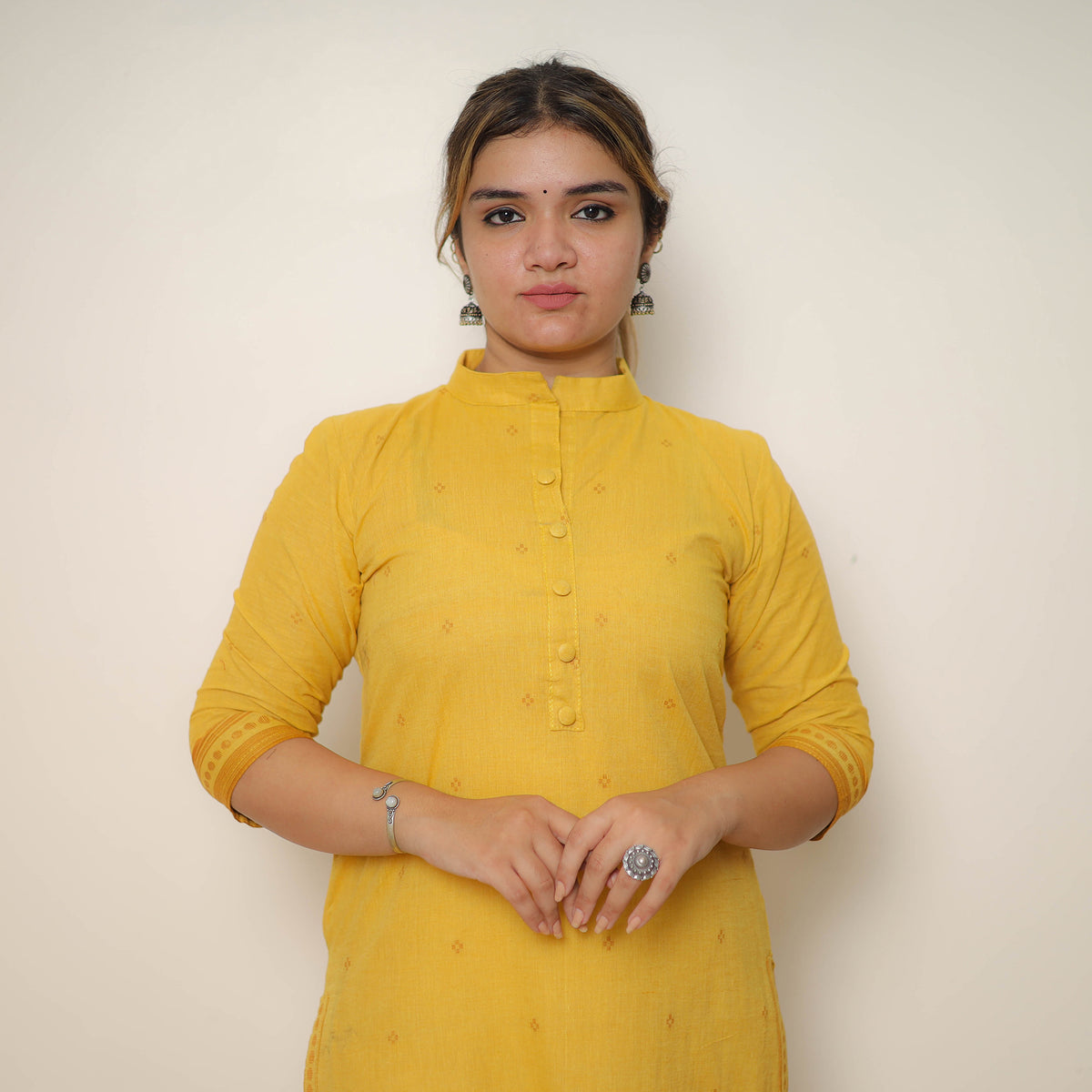 Yellow - Jacquard Cotton Straight Kurta 03