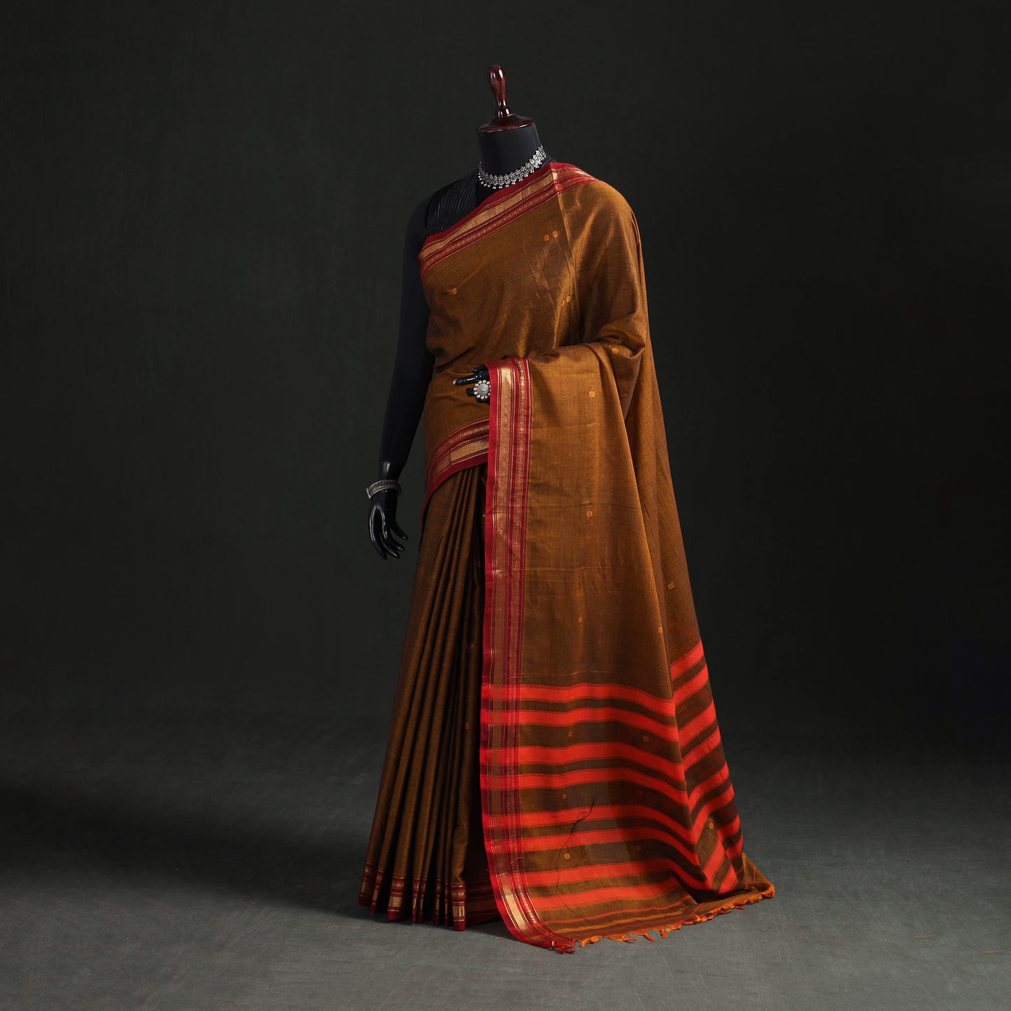 Dharwad Woven Thread Buti Mercerised Cotton Saree with Border 56