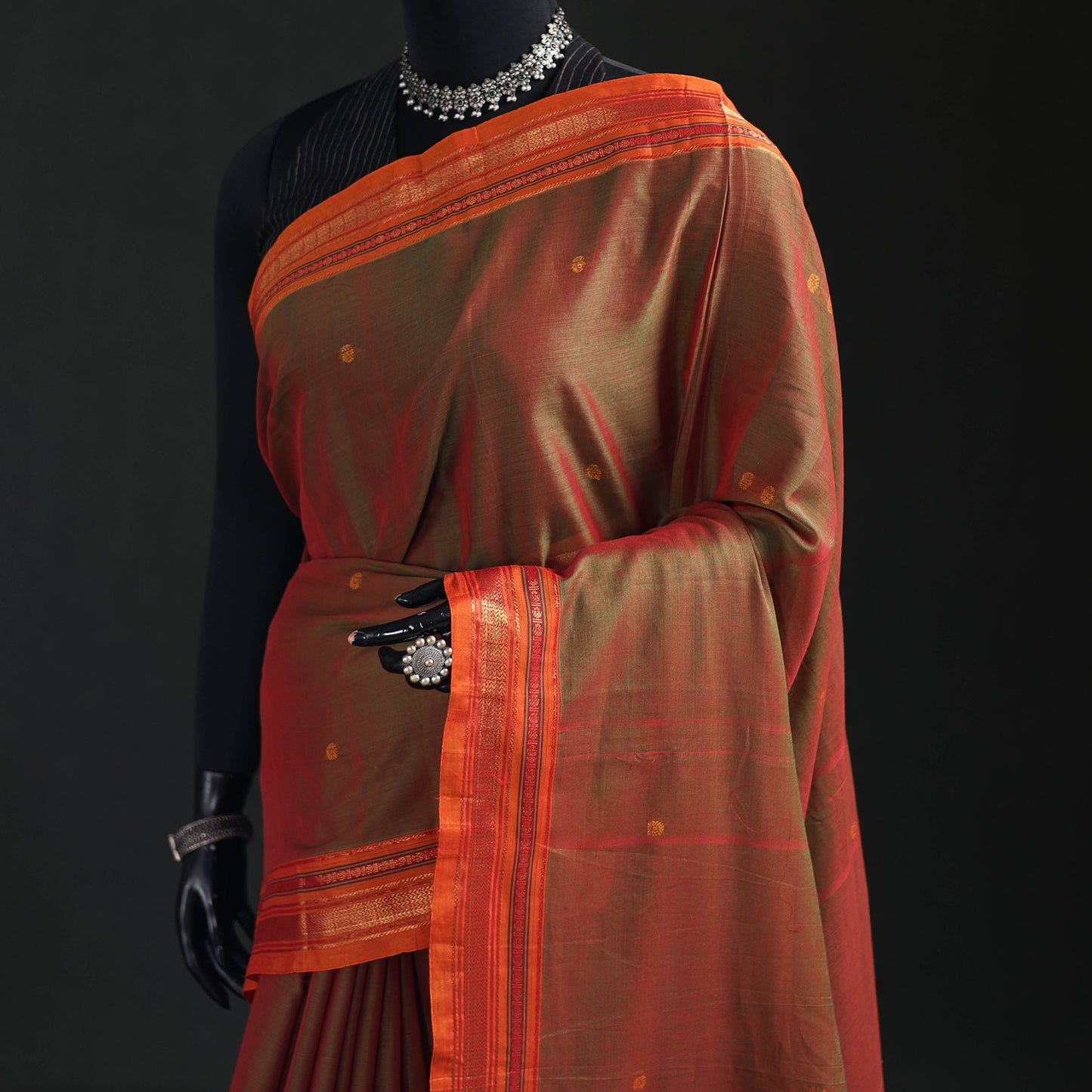 Dharwad Woven Thread Buti Mercerised Cotton Saree with Border 58