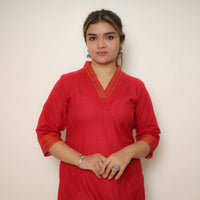 Red - Cotton Straight Dharwad Kurta 10